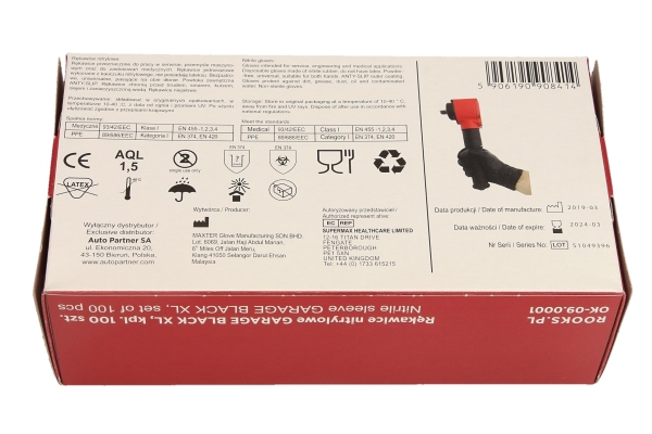ROOKS Rękawice nitrylowe GARAGE BLACK XL komplet 100 sztuk OK-09.0003