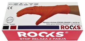 ROOKS OK-09.0005 Rękawice nitrylowe STRONG ORANGE L komplet 50 sztuk