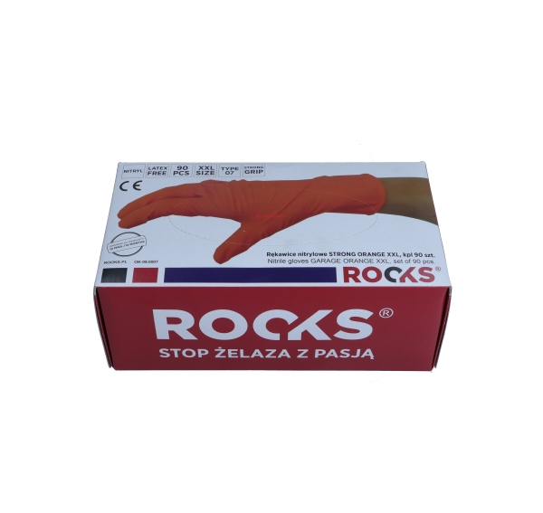 ROOKS OK-09.0007 Rękawice nitrylowe STRONG ORANGE XXL komplet 50 sztuk