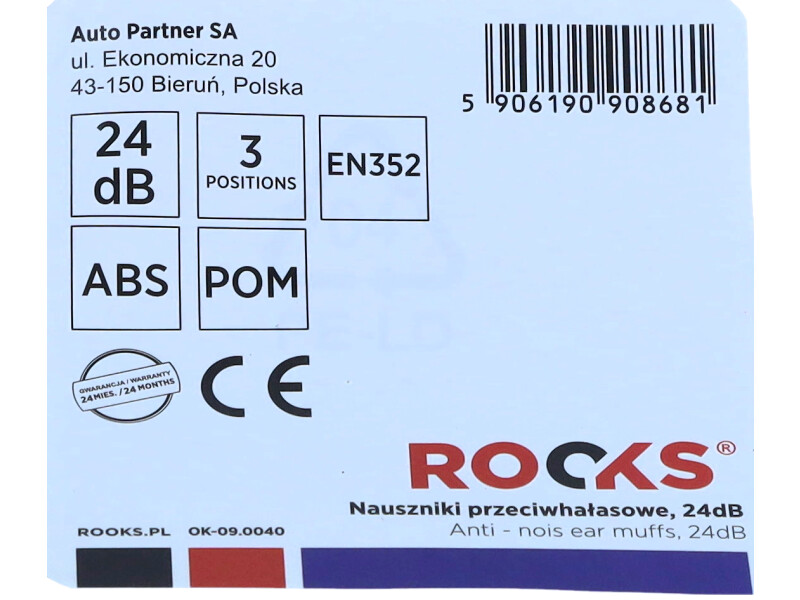 ROOKS Nauszniki przeciwhałasowe 24 dB OK-09.0040