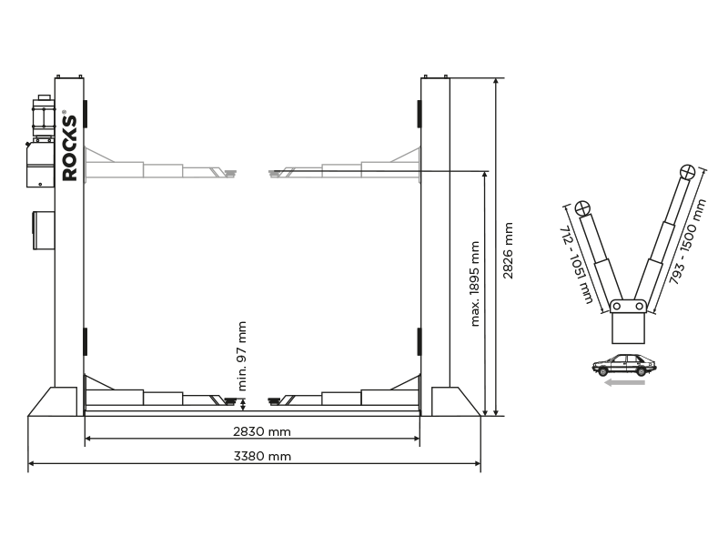 ROOKS Podnośnik dwukolumnowy elektrohydrauliczny 4t automatyczny