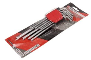 SELTA SE-1009TXL Zestaw kluczy imbusowych extra długich TORX SECURITY w uchwycie 9 elementów TS10-TS50