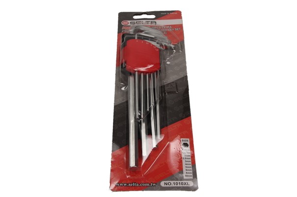 SELTA Zestaw kluczy imbusowych extra długich HEX w uchwycie 10 elementów 1,27-10 mm SE-1010XL