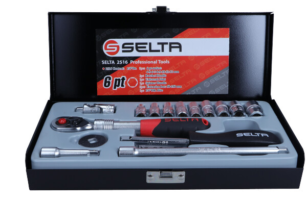 SELTA Zestaw narzędziowy 1/4" 16 części SE-2516