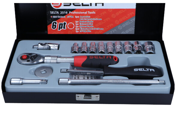 SELTA Zestaw narzędziowy 1/4" 16 części SE-2516