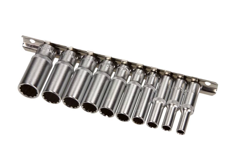 SELTA SE-2910D Nasadki długie na szynie 1/4" 12-kątne 10 części