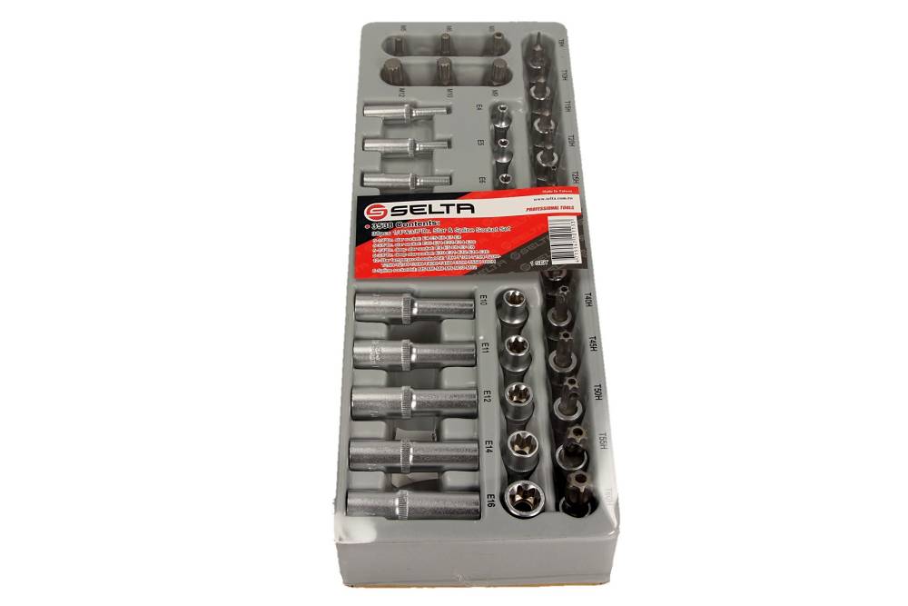 SELTA Zestaw nasadek TORX i SPLINE 3/8" 38 elementów moduł 1/3 SE-3538