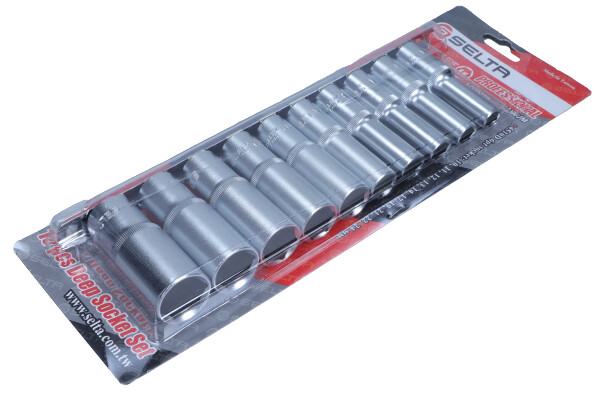 SELTA Nasadki długie na szynie 1/2" 10-24 mm długie 10 części SE-4510D