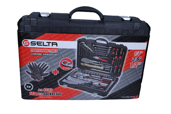 SELTA Zestaw narzędziowy 1/4" 3/8" 1/2" 142 części SE-45142