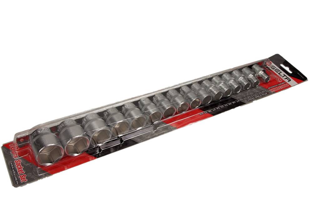 SELTA Nasadki na szynie 1/2" 10-32 mm 16 części SE-4516