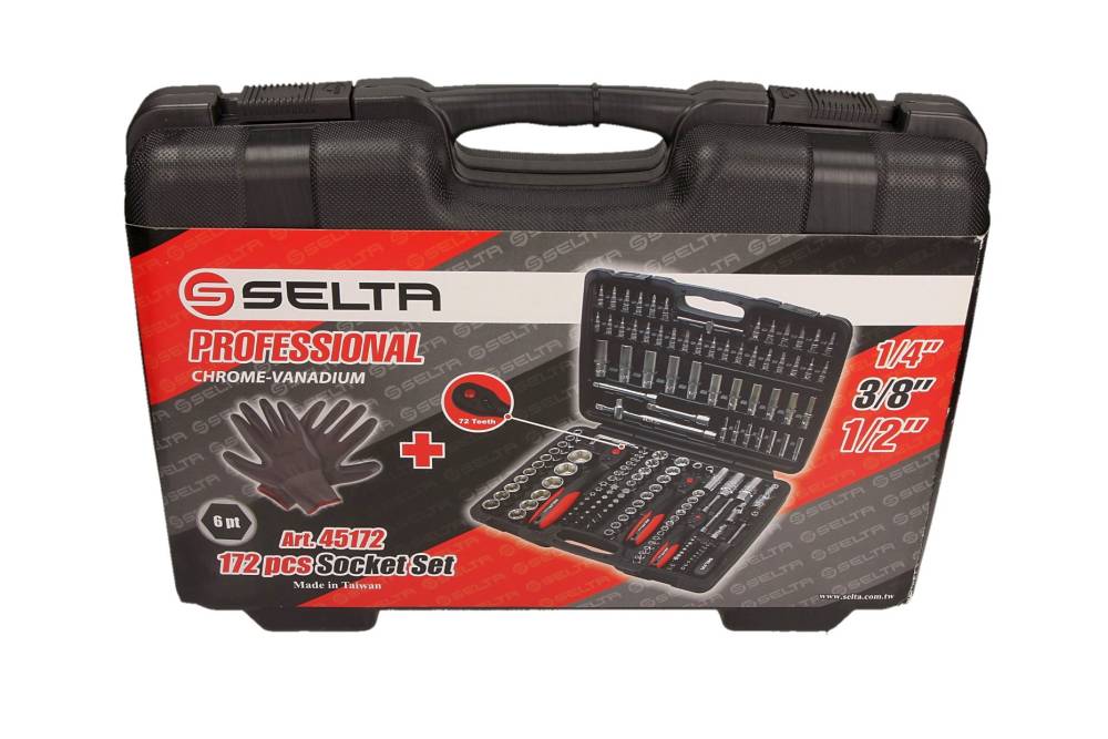 SELTA Zestaw narzędziowy 1/4" 3/8" 1/2" 172 części SE-45172