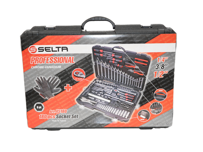 SELTA Zestaw narzędziowy 1/4" 3/8" 1/2" 179 części SE-45180