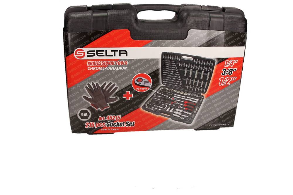 SELTA Zestaw narzędziowy 1/4" 3/8" 1/2" 215 części SE-45215