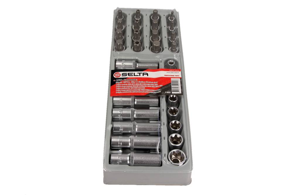SELTA Zestaw nasadek TORX i SPLINE 1/2" 32 elementy moduł 1/3 SE-4532
