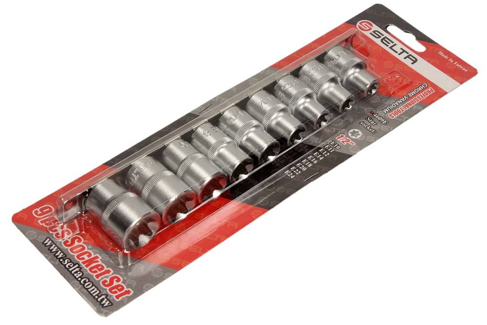 SELTA Nasadki TORX E na szynie 1/2'' 9 cz E10-E24 SE-4609E