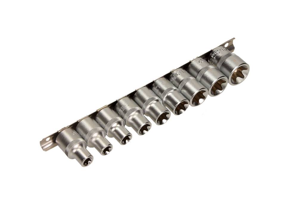 Zestaw nasadek TORX E na szynie 1/2" 9 sztuk  SE-4609E