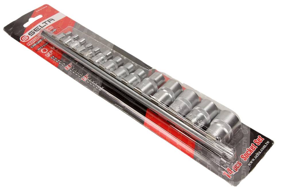 SELTA Nasadki na szynie 1/4" 3/8" 1/2" 14 części SE-4614