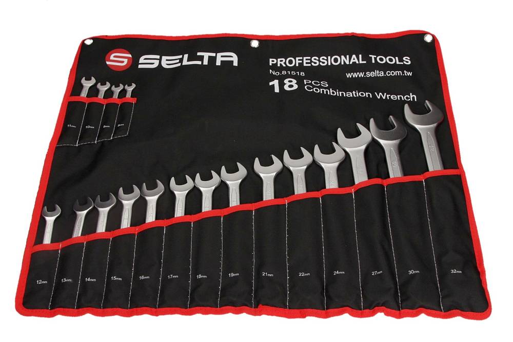 SELTA SE-81518 Zestaw kluczy płasko-oczkowych w etui 18 części 8-32 mm