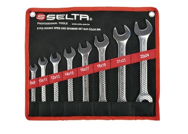 SELTA SE-825824 Zestaw kluczy płaskich w etui 8 elementów 8 x 9 mm - 22 x 24 mm
