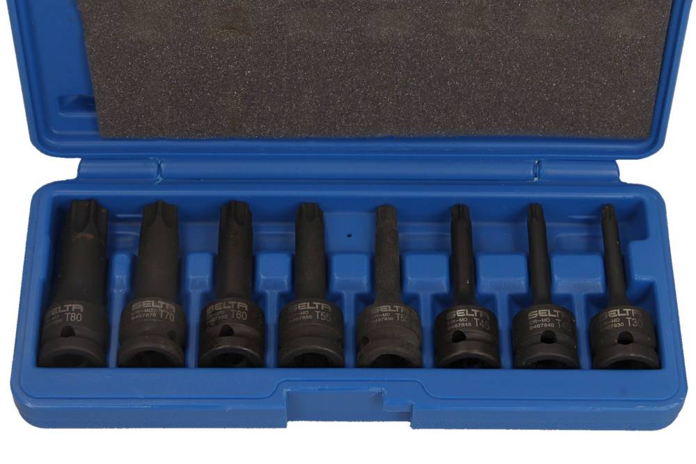SELTA Zestaw bitów udarowych TORX 1/2" 8 elementów T30-T80 SE-9088