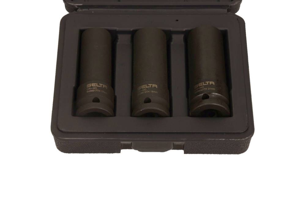 SELTA Nasadki do kół 1/2" 17 / 19 / 21 mm cienkościenne komplet 3 elementy SE-94503TH